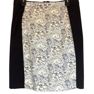 Stretch Pencil Skirt Womens 12 Black Paisley Print Statement Work Office Wear